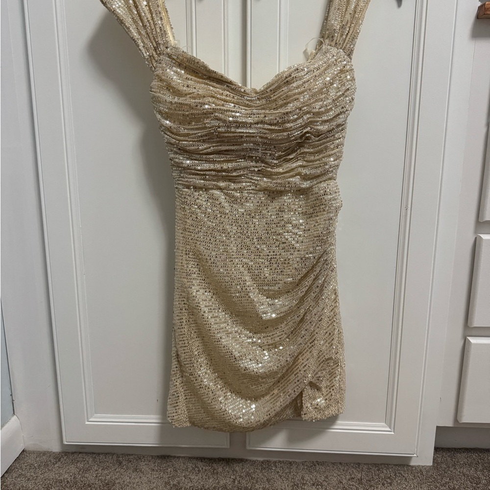 Elegant Gold Sequin Dress Prom HOCO Homecoming Dress